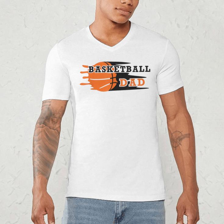 Vintage Proud Basketball Dad Fathers Day Basketball Player Men's V-Neck T-Shirt