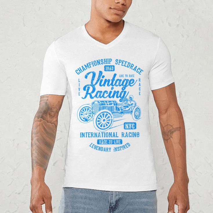 Vintage Racing Automotive Nostalgia Distressed Car Men's V-Neck T-Shirt