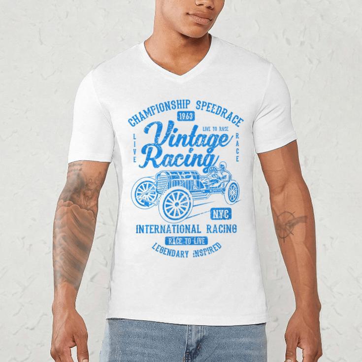 Vintage Racing Automotive Nostalgia Distressed Car Premium Tri-Blend Men's V-Neck T-Shirt
