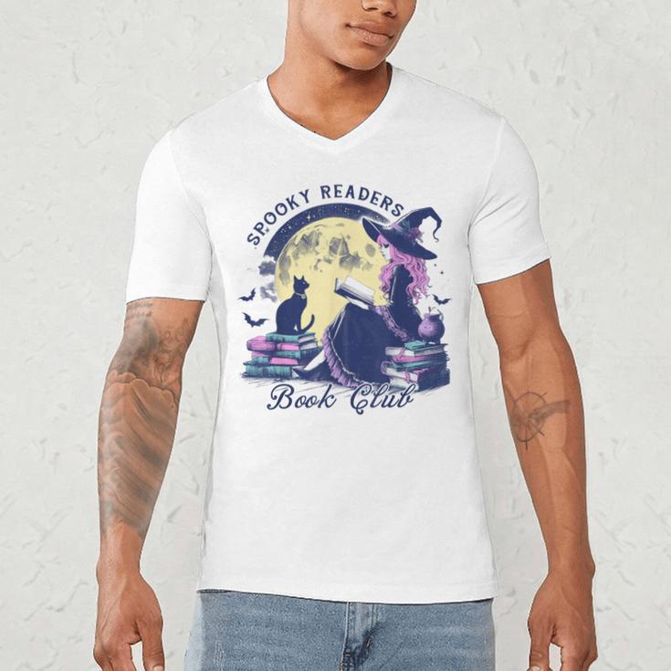 Vintage Sexy Witch Spooky Readers Book Lover Club Halloween Men's V-Neck T-Shirt