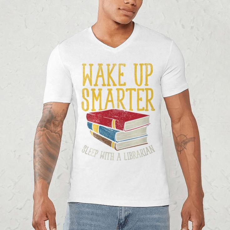 Wake Up Smarter Librarian Book Stack Premium Tri-Blend Men's V-Neck T-Shirt