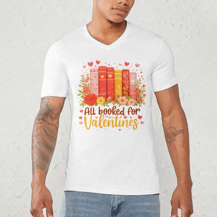 Women's All Booked For Valentine Teacher Valentines Reading Book Men's V-Neck T-Shirt Women's All Booked For Valentine Teacher Valentines Reading Book Men's V-Neck T-Shirt