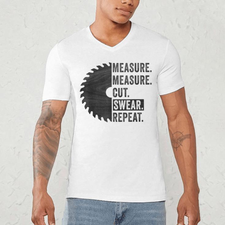 Woodworking Dad Measure Cut Swear Handyman Fathers Day Men's V-Neck T-Shirt Woodworking Dad Measure Cut Swear Handyman Fathers Day Men's V-Neck T-Shirt