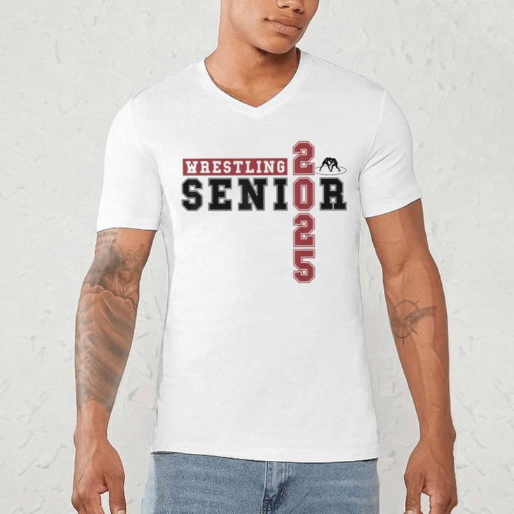 Wrestling Senior Night Wrestling Senior 2025 Graduation 70 Men's V-Neck T-Shirt