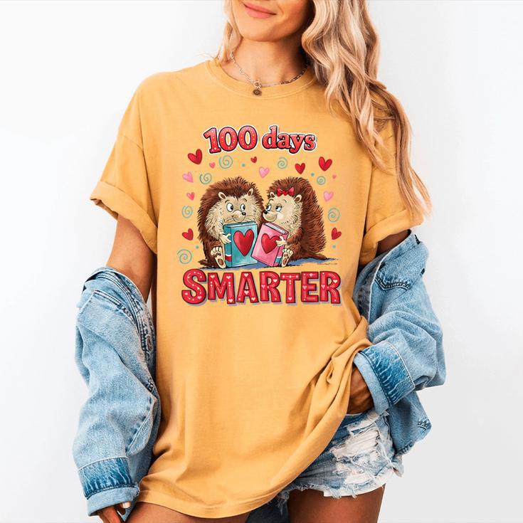 100 Days Smarter Shirt Cute Hedgehog Love Books School Tee Women's Comfort Colors T-Shirt