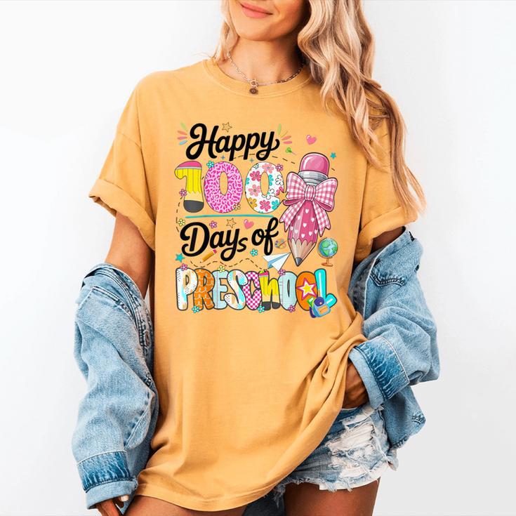 100th Day Of School Teacher Books 100 Days Of Preschool Girl Women's Comfort Colors T-Shirt