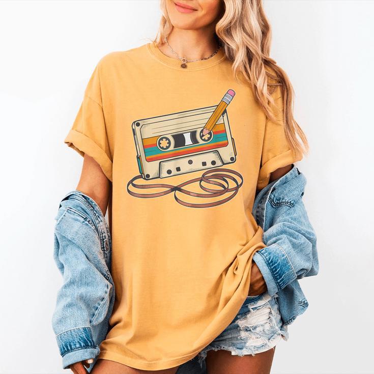 80s 90s Retro Party Costume Nostalgia Cassette Tape Pencil Women's Comfort Colors T-Shirt