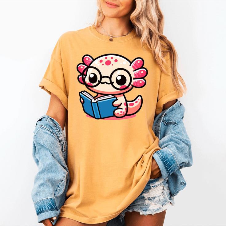 Adorable Book Lover Axolotl With Reading Glasses Cute Women's Comfort Colors T-Shirt Adorable Book Lover Axolotl With Reading Glasses Cute Women's Comfort Colors T-Shirt