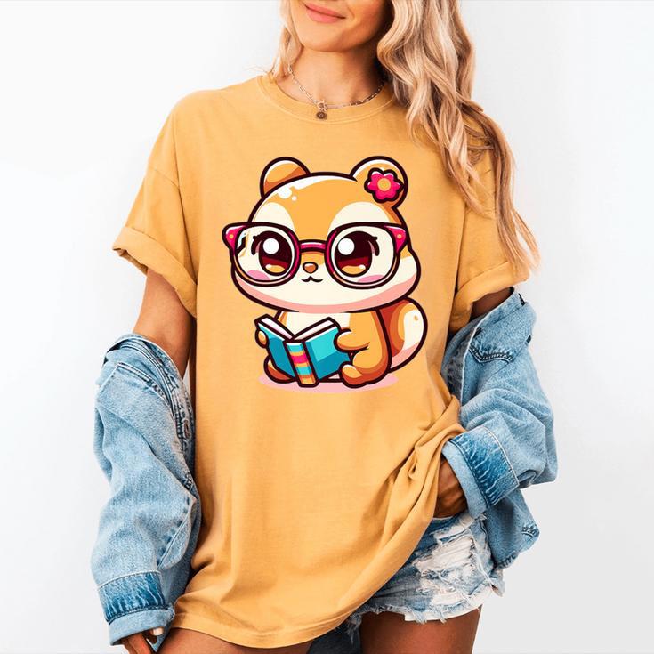 Adorable Book Lover Chipmunk With Reading Glasses Cute Premium Women's Comfort Colors T-Shirt Adorable Book Lover Chipmunk With Reading Glasses Cute Premium Women's Comfort Colors T-Shirt