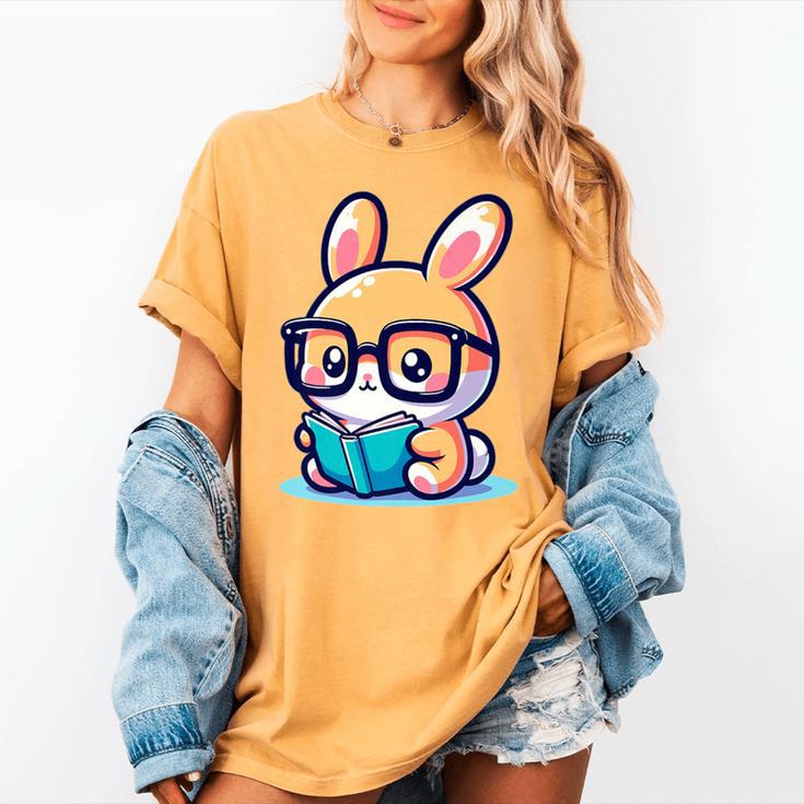 Adorable Book Lover Rabbit With Reading Glasses Cute Premium Women's Comfort Colors T-Shirt