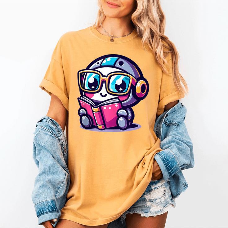 Adorable Book Lover Robot With Reading Glasses Cute Women's Comfort Colors T-Shirt Adorable Book Lover Robot With Reading Glasses Cute Women's Comfort Colors T-Shirt