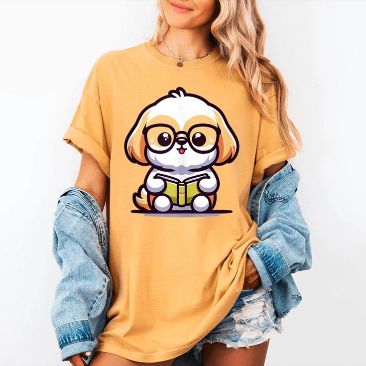Adorable Book Lover Shih Tzu With Reading Glasses Cute Women's Comfort Colors T-Shirt
