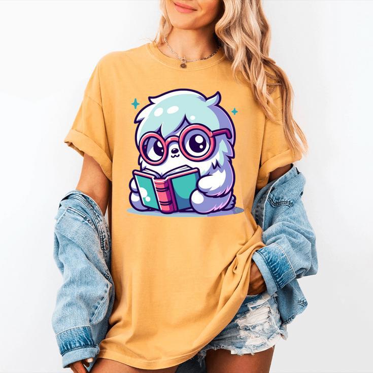 Adorable Book Lover Yeti With Reading Glasses Cute Women's Comfort Colors T-Shirt Adorable Book Lover Yeti With Reading Glasses Cute Women's Comfort Colors T-Shirt