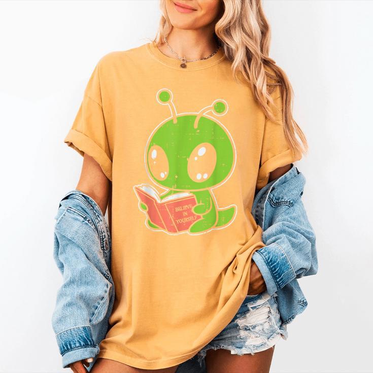 Alien Reading Book Believe In Yourself Kids Women Men Women's Comfort Colors T-Shirt Alien Reading Book Believe In Yourself Kids Women Men Women's Comfort Colors T-Shirt