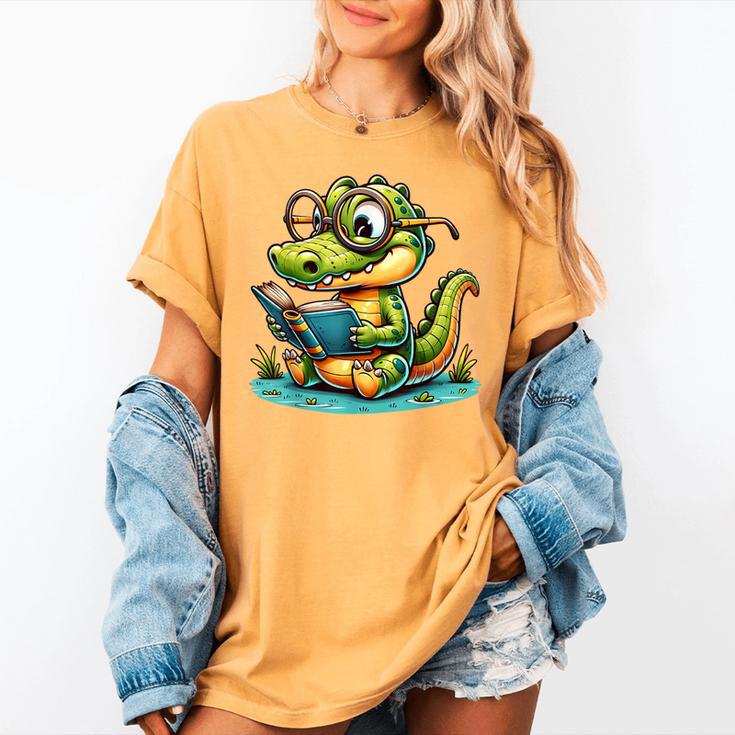 Alligator Reading a Book Animal Women's Comfort Colors T-Shirt Alligator Reading a Book Animal Women's Comfort Colors T-Shirt