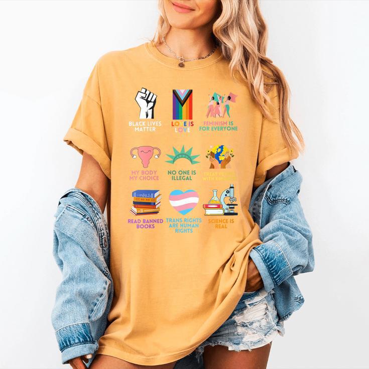 Ally Anti Trump Liberal BLM Love Is Love Banned Books Icons Women's Comfort Colors T-Shirt