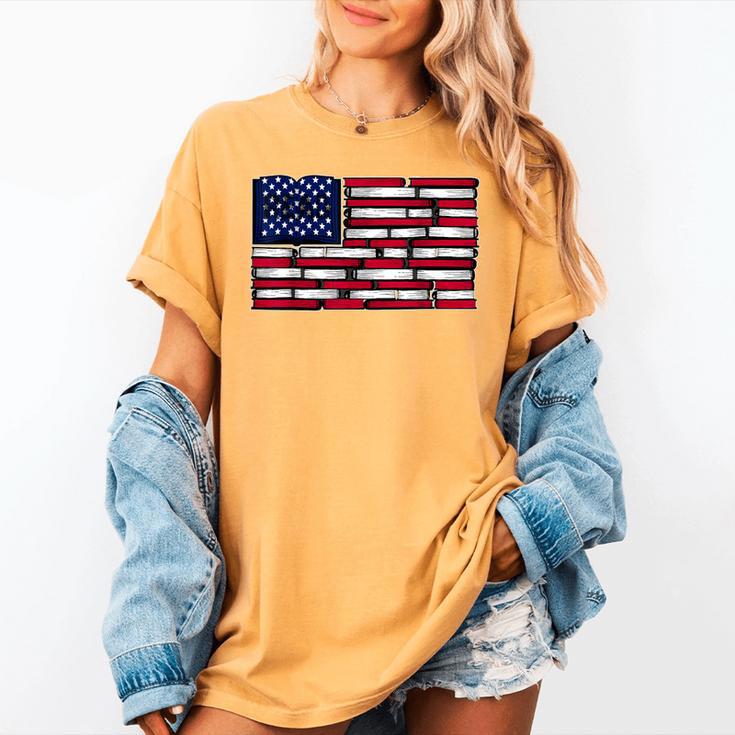 America US Flag Books Library Reading For Book Lover Reader Women's Comfort Colors T-Shirt