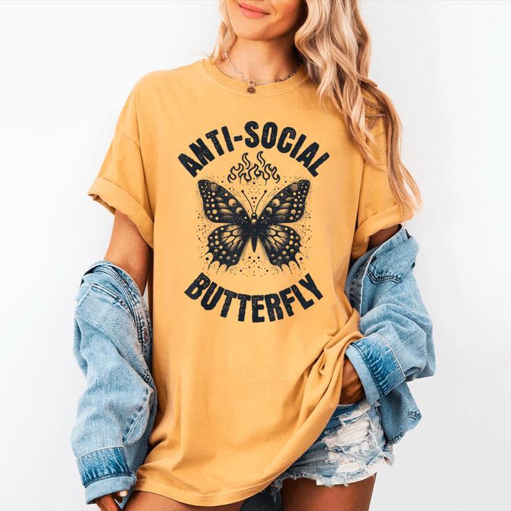 Anti-Social Butterfly Awkward Introvert Homebody Humor Women's Comfort Colors T-Shirt