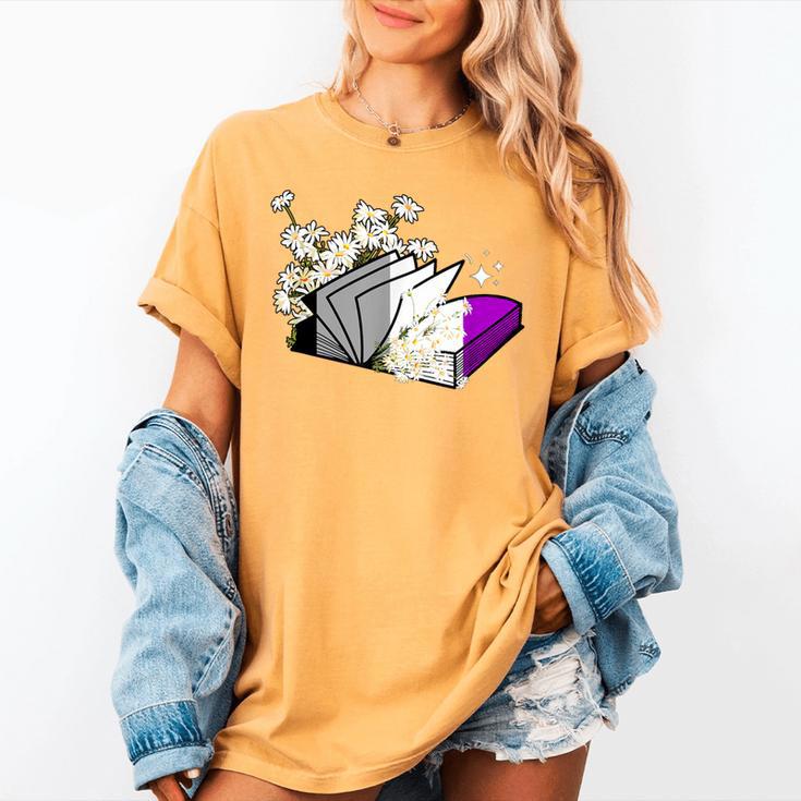 Asexual Book Lover LGBT Reading Pride Ace Flag Daisy Women's Comfort Colors T-Shirt Asexual Book Lover LGBT Reading Pride Ace Flag Daisy Women's Comfort Colors T-Shirt