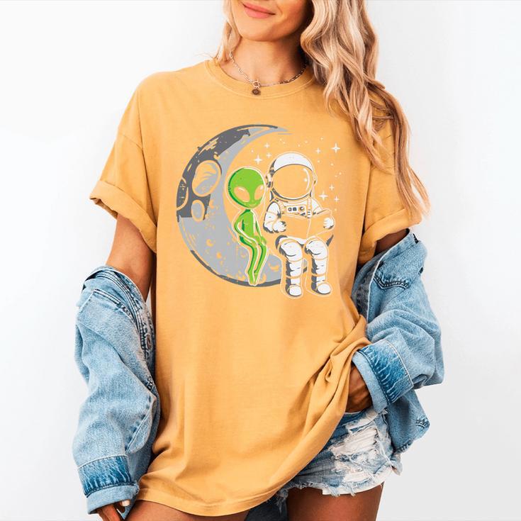 Astronaut Reading Book To Alien Moon Space Women Kids Men Premium Tri-Blend Women's Comfort Colors T-Shirt