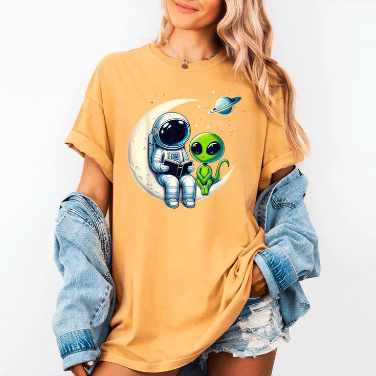 Astronaut Reading Book To Alien Shirt Moon Space Lover Kids Women's Comfort Colors T-Shirt Astronaut Reading Book To Alien Shirt Moon Space Lover Kids Women's Comfort Colors T-Shirt