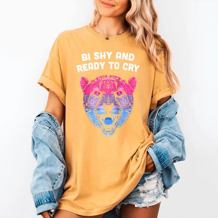 Bi Shy And Ready To Cry Bisexual Introvert Bi Pride Raglan Baseball Tee Women's Comfort Colors T-Shirt
