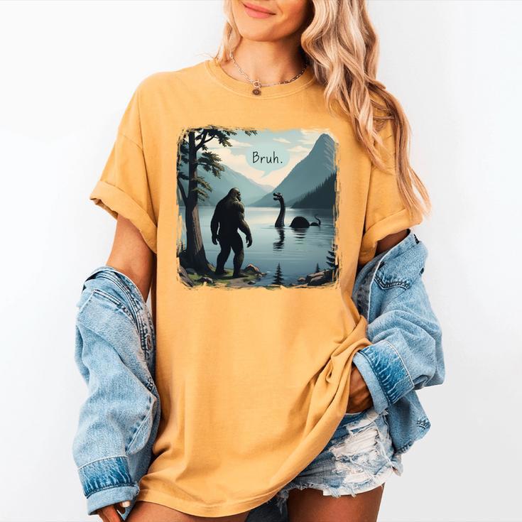 Bigfoot Sasquatch & Loch Ness Monster Introvert Bruh Women's Comfort Colors T-Shirt