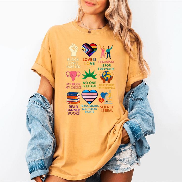 BLM Human Rights Feminism Trans Science Books LGBTQ Kindness Women's Comfort Colors T-Shirt