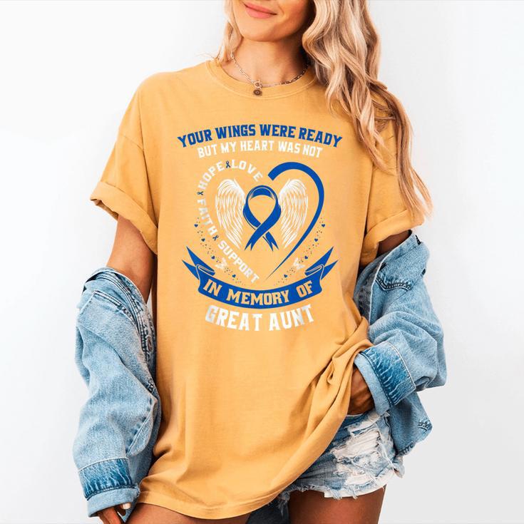 Blue In Memory Of Great Aunt Colon Cancer Awareness Memorial Women's Comfort Colors T-Shirt