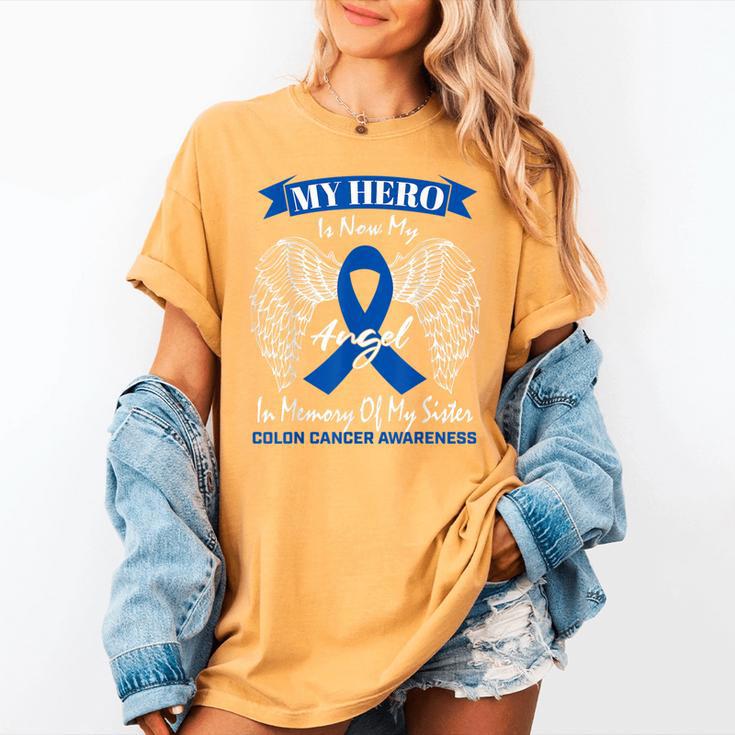 Blue Ribbon In Memory Of My Sister Colon Cancer Awareness Women's Comfort Colors T-Shirt