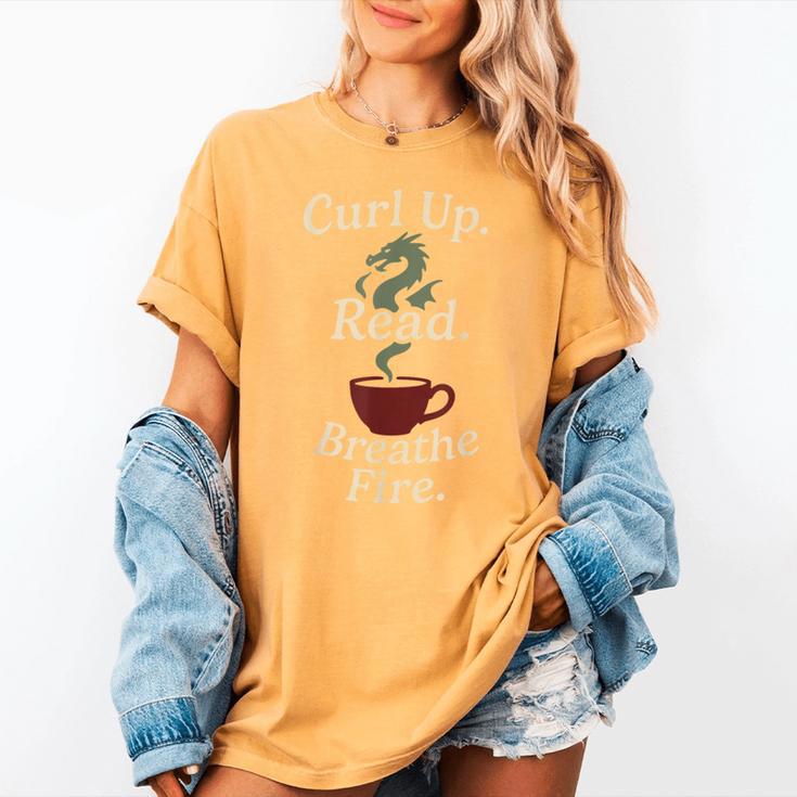 Book Dragon Fantasy Reader Cozy Reading Book Lover Dragon Women's Comfort Colors T-Shirt