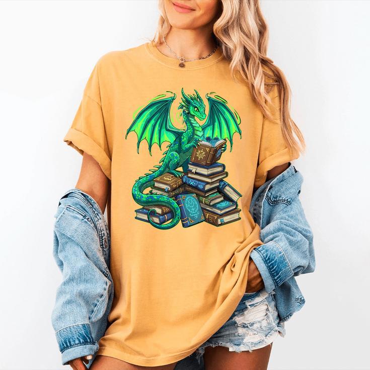 Book Dragon Reading Fantasy Women's Comfort Colors T-Shirt