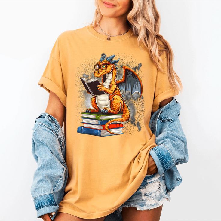 Book Dragon Reading Book Lover Women's Comfort Colors T-Shirt