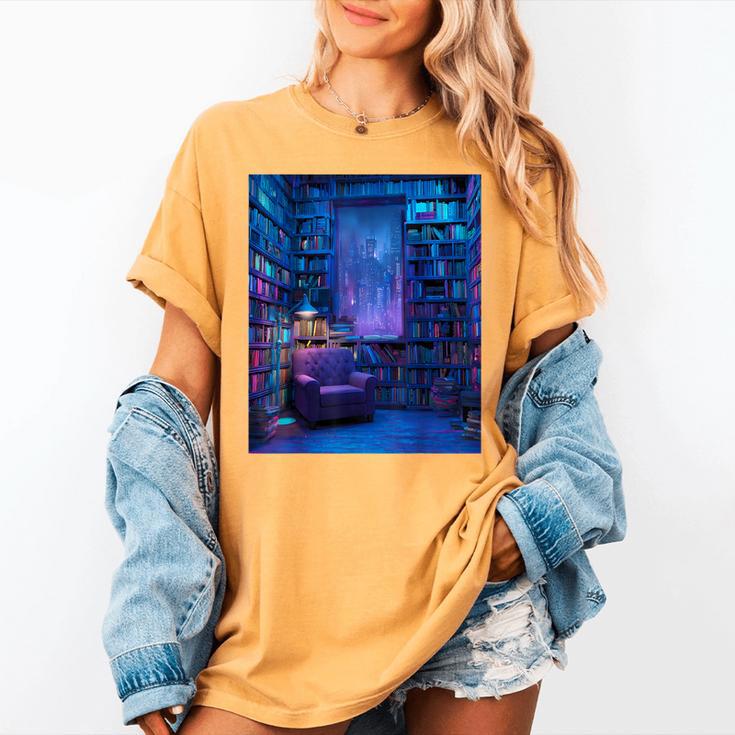 Book Library Bookshelf Armchair Window Pattern Print Women's Comfort Colors T-Shirt Book Library Bookshelf Armchair Window Pattern Print Women's Comfort Colors T-Shirt