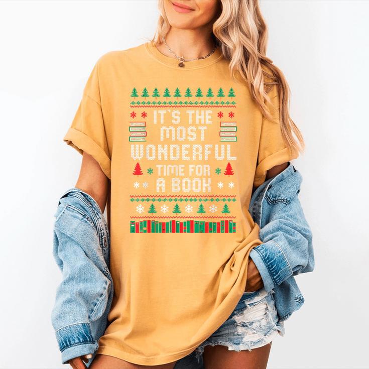 Book Lover Christmas Reader Ugly Sweater Tee Xmas New Year Women's Comfort Colors T-Shirt