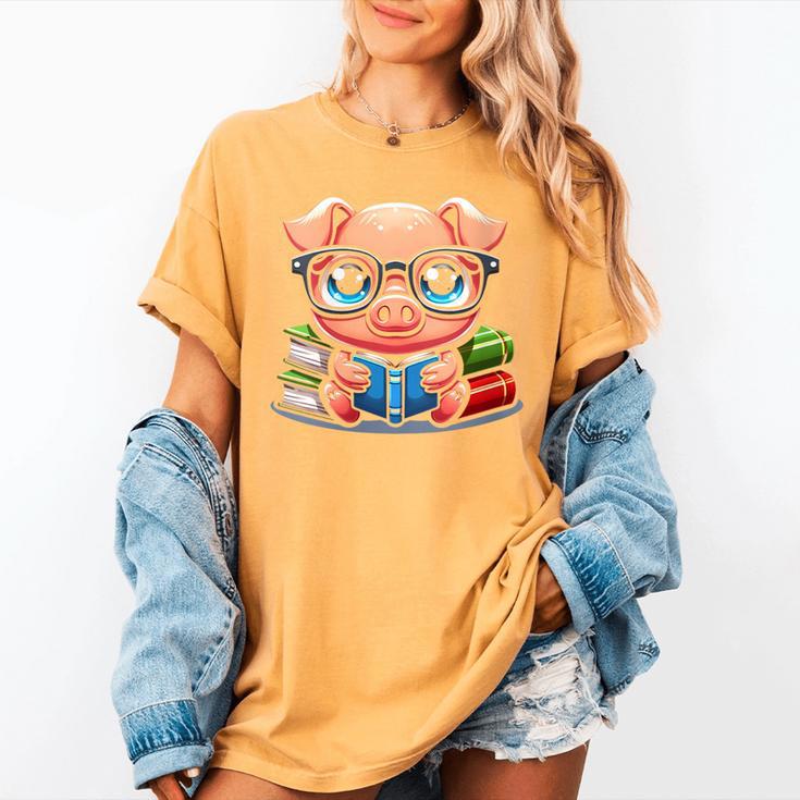 Book Lover Reading Pig Women's Comfort Colors T-Shirt Book Lover Reading Pig Women's Comfort Colors T-Shirt