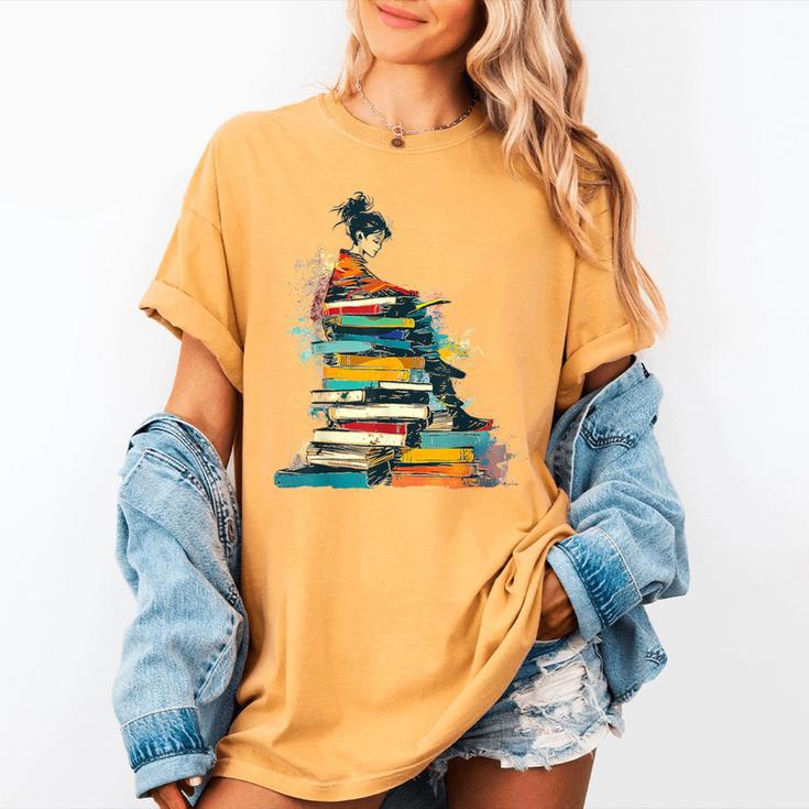 Books Abstract Artist Women Art Painting Books Women's Comfort Colors T-Shirt