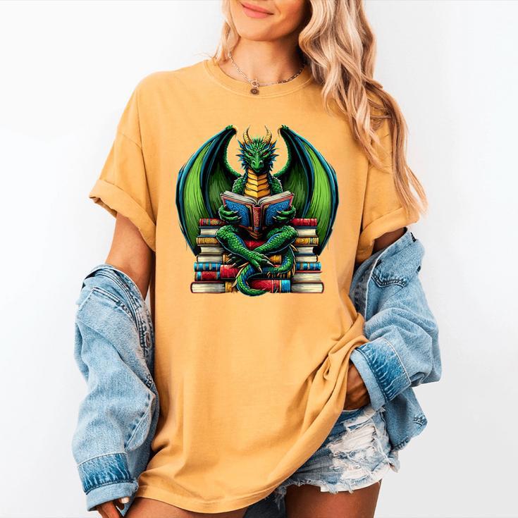 Books Dragon Reading Book Women's Comfort Colors T-Shirt Books Dragon Reading Book Women's Comfort Colors T-Shirt