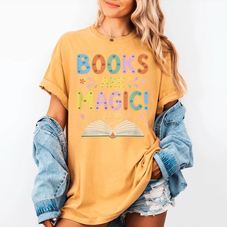 Books Are Magic Whimsical Retro Bookworm Women's Comfort Colors T-Shirt Books Are Magic Whimsical Retro Bookworm Women's Comfort Colors T-Shirt