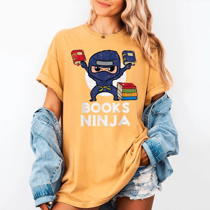 Books Ninja Read Reading Librarian Book Toddler Boys Kids Women's Comfort Colors T-Shirt