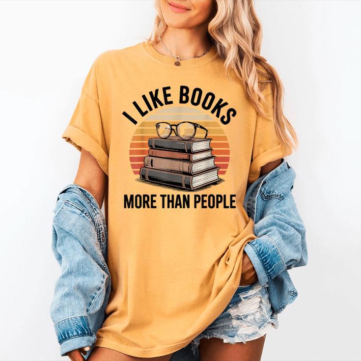 I Like Books More Than People Glasses Women's Comfort Colors T-Shirt