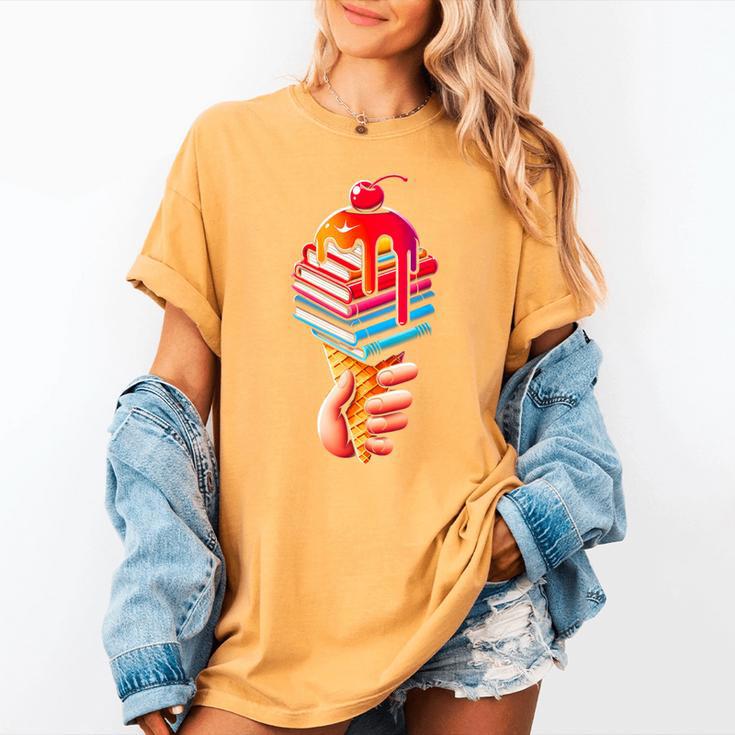 Books Reading Ice Cream Women's Comfort Colors T-Shirt