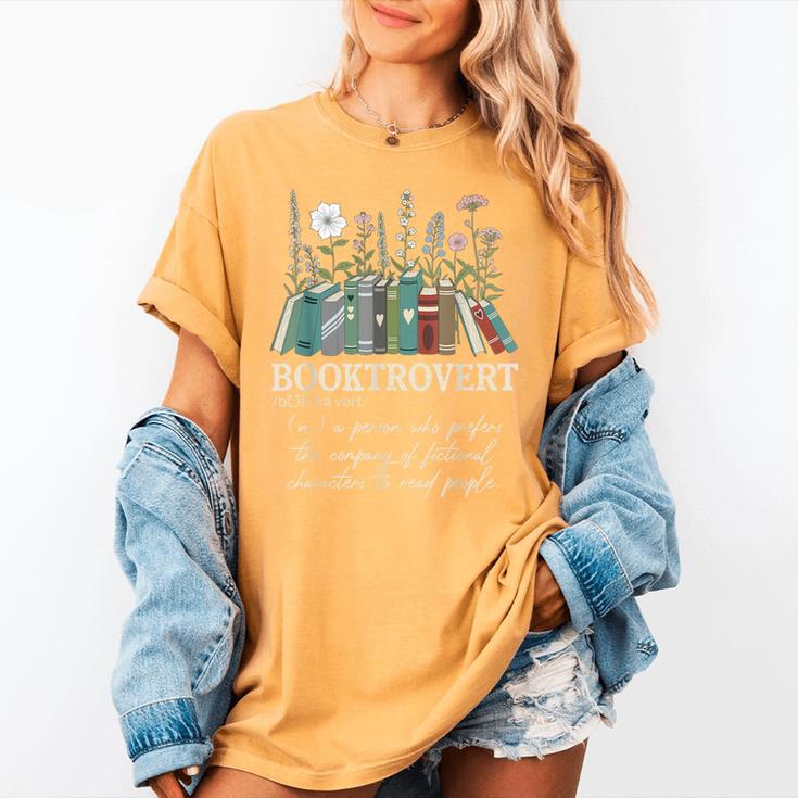Booktrovert Definition Floral Books Reading Teacher Library Women's Comfort Colors T-Shirt
