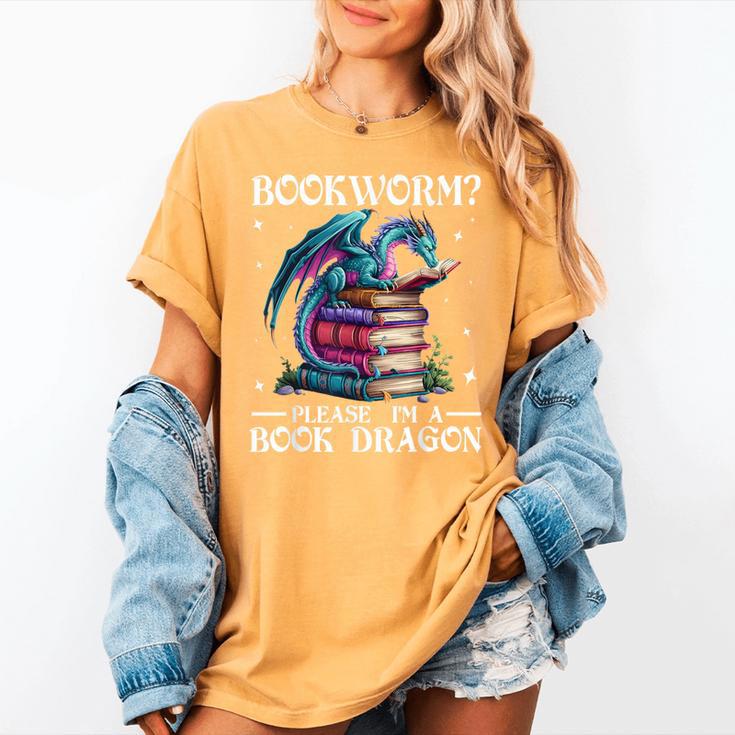 Bookworm Please I'm A Book Dragon Blue Dragon Women's Comfort Colors T-Shirt