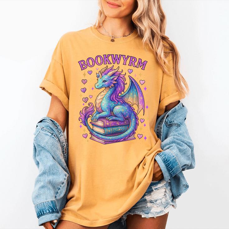 Bookwyrm Just a Girl Who Loves Dragons Books Dragon Reader Women's Comfort Colors T-Shirt