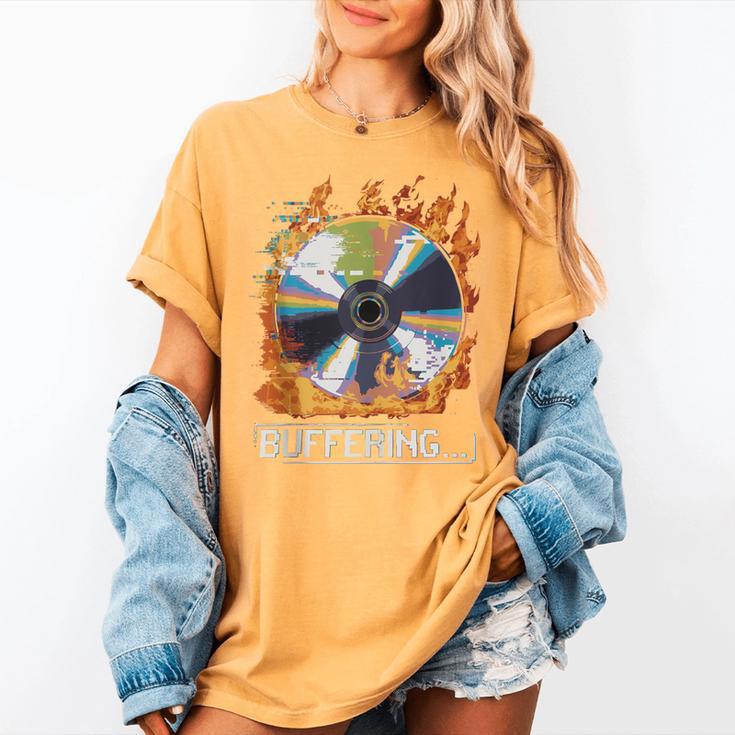 Buffering Glitched CD On Fire 2000s Nostalgia Women's Comfort Colors T-Shirt Buffering Glitched CD On Fire 2000s Nostalgia Women's Comfort Colors T-Shirt