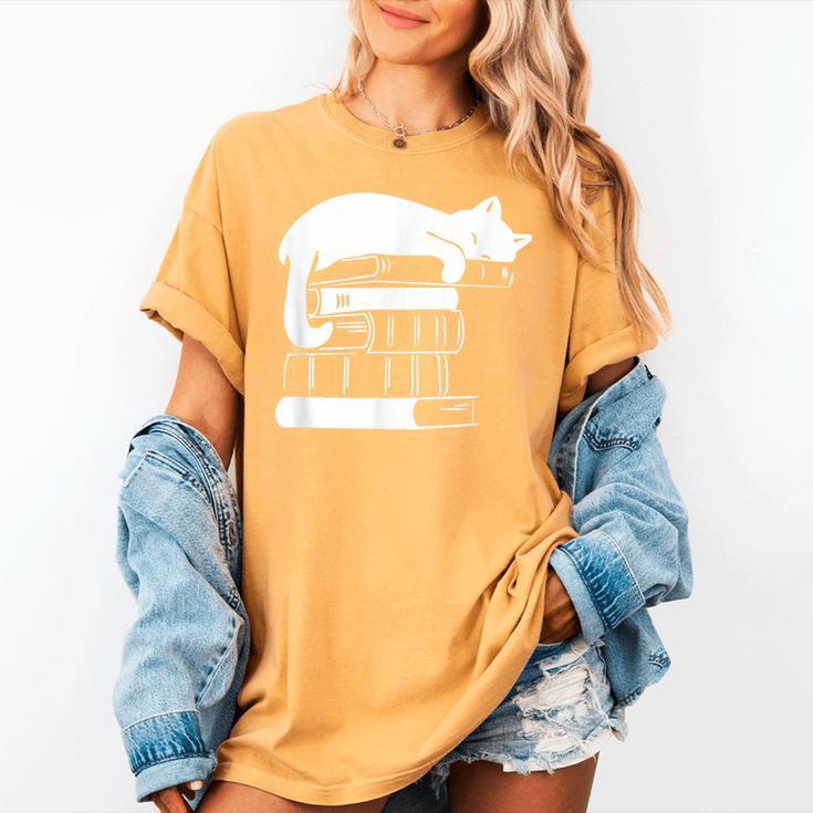 Cat Book Books And Cats Cat Lover Cat Mom Book Lovers Women's Comfort Colors T-Shirt Cat Book Books And Cats Cat Lover Cat Mom Book Lovers Women's Comfort Colors T-Shirt