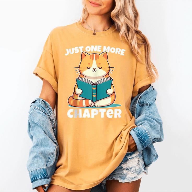Cat Reading Books Bookworm Read One More Chapter Women's Comfort Colors T-Shirt Cat Reading Books Bookworm Read One More Chapter Women's Comfort Colors T-Shirt