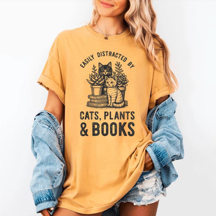 Cats Plants And Books Shirt Plant Lover Gardening Women's Comfort Colors T-Shirt Cats Plants And Books Shirt Plant Lover Gardening Women's Comfort Colors T-Shirt