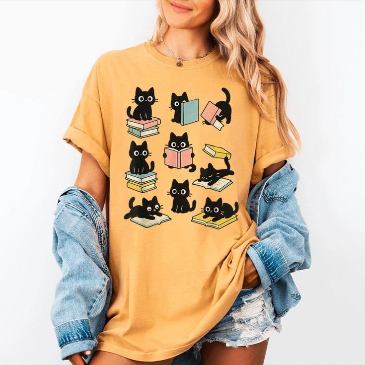 Cats Reading Books Cat Lover Women's Comfort Colors T-Shirt